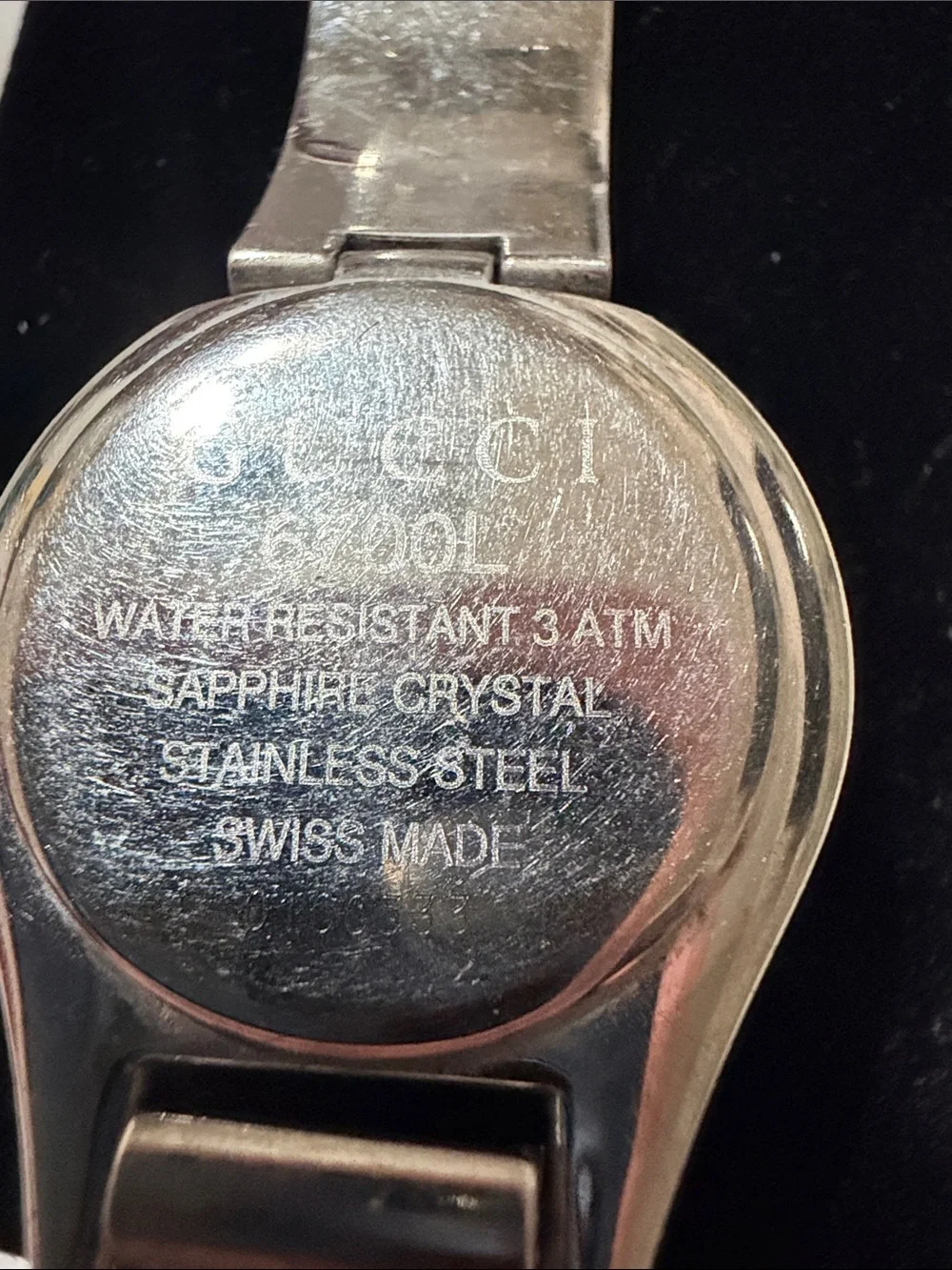 Gucci Silver Bracelet Watch with Black Dial